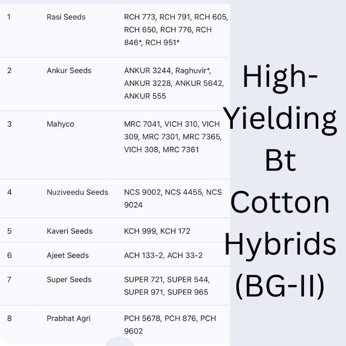 High-Yielding Bt Cotton Hybrids (BG-II) Recommended for Kharif 2026