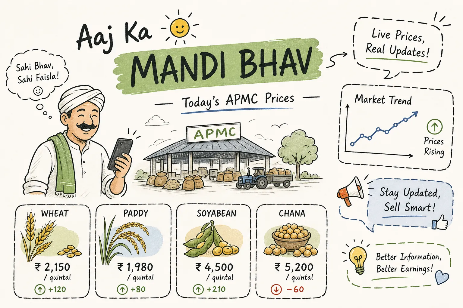 aaj ka mandi bhav today crop prices