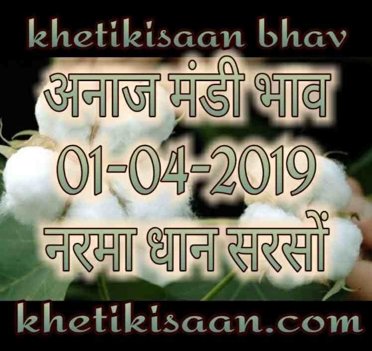 Mandi Bhav 01-04-2019 , Mandi Rates April 2019 , Sarso Bhav , Narma Rates